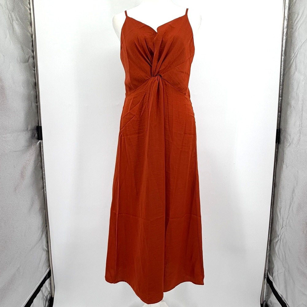 Hayden Los Angeles Women Rust Orange Twist Front Maxi Dress Small